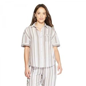 Stars Above Multicolor Stripe Short Sleeve Button Down PJ Shirt Sz XL